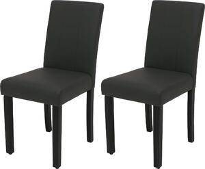 Zestaw 2 krzeseł do jadalni HWC-O65d, krzesło kuchenne tapicerowane krzesło fotel, imitacja skóry ~ ciemnoszary