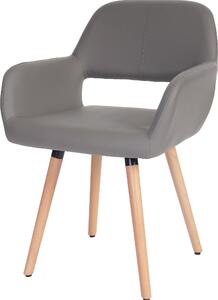Krzesło do jadalni HWC-A50 II, krzesło kuchenne, design retro 50s ~ imitacja skóry , taupe-szary, jasne nogi