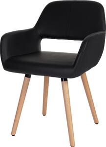 Krzesło do jadalni HWC-A50 II, krzesło kuchenne, design retro 50s ~ imitacja skóry , czarne, jasne nogi
