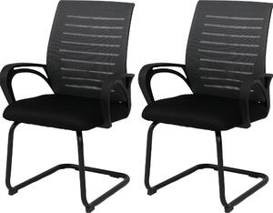 Zestaw 2 krzeseł do jadalni HWC-K51, krzesło z podłokietnikami, tkanina/tekstylia (250 g/m²) ~ szare, rama czarna