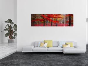 Obraz - Czerwony Las (170x50 cm)