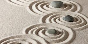 Obraz kamienie Zen w piaszczystych kręgach