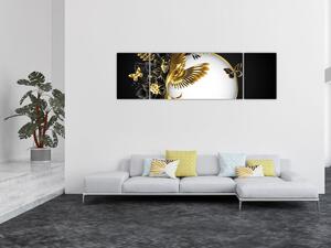 Obraz - Piłka ze złotymi motywami (170x50 cm)