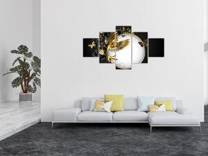 Obraz - Piłka ze złotymi motywami (125x70 cm)