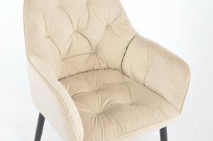 Fotel krzesło welurowe EMMA - beżowy