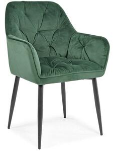 Fotel krzesło welurowe EMMA - butelkowa zieleń