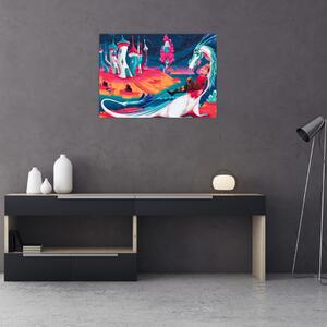 Obraz - Książę i smocza księżniczka (70x50 cm)