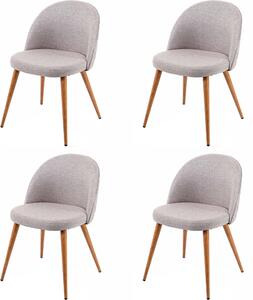 Zestaw 4 krzeseł do jadalni HWC-D53, krzesło kuchenne, design retro 50s, tkanina/tekstylia ~ jasnoszary