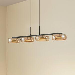 Lampa wisząca szklana Martis Lucande, możliwość ściemniania, kremowy / amber, salon / jadalnia, szkło, nowoczesny