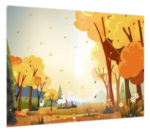 Obraz - Jesienny krajobraz, ilustracja (70x50 cm)