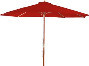 Parasol Florida, parasol ogrodowy, Ø 3m poliester/drewno ~ czerwony