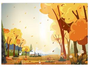 Obraz - Jesienny krajobraz, ilustracja (70x50 cm)