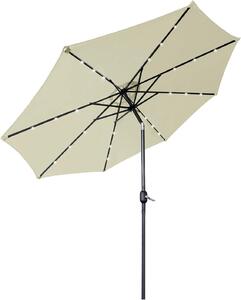 Parasol ogrodowy QEENTOE, okrągły, średnica 300 cm, z mechanizmem rozkładania, ochrona UV 40+, stabilny, obrotowy, z oświetleniem LED, idealny do ogrodu, balkonu lub tarasu, kolor: kremowy