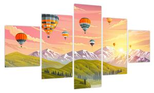 Obraz balonów nad krajobrazem (125x70 cm)