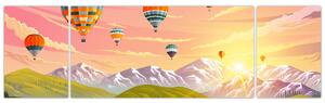 Obraz balonów nad krajobrazem (170x50 cm)