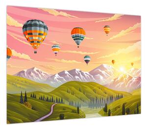 Obraz balonów nad krajobrazem (70x50 cm)