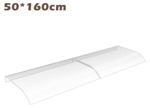 QEENTOE, daszek okienny 50x160 cm, przezroczysty daszek z PET o kształcie łukowym, osłona przed deszczem do drzwi wejściowych, okien, balkonu i garażu