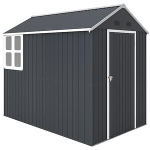 Metalowa szopa ogrodowa z podwójnymi drzwiami i oknem, wykonana ze stali ocynkowanej, kolor ciemnoszary/biały | 259 x 172 x 222 cm | 4 m² | dach dwuspadowy