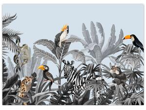 Obraz zwierząt w tropikalnym lesie (70x50 cm)