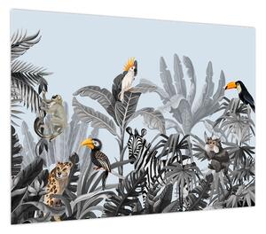 Obraz zwierząt w tropikalnym lesie (70x50 cm)