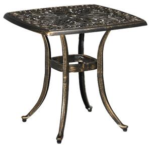 Stolik pomocniczy z aluminium, stół ogrodowy w stylu vintage, kolor brązowy, z otworem na parasol, wykonany z aluminium odlewanego, odporny na warunki atmosferyczne | nierdzewny i odporny na promieniowanie UV | 3,5 kg | 54 x 54 x 52,5 cm