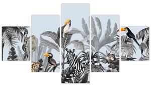 Obraz zwierząt w tropikalnym lesie (125x70 cm)