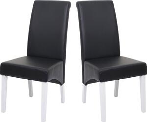 2x Krzesło do jadalni fotel Krzesło M37 ~ skóra, czarny, białe nóżki