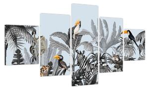 Obraz zwierząt w tropikalnym lesie (125x70 cm)