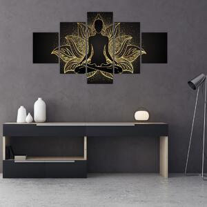 Obraz sylwetki w kwiecie lotosu (125x70 cm)