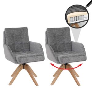 Zestaw 2 krzeseł do jadalni HWC-Q36, krzesło kuchenne, obrotowe, tkanina szenilowa (680 g/m²), certyfikat Öko-Tex, drewno MVG ~ szare