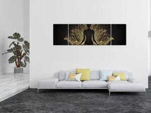 Obraz sylwetki w kwiecie lotosu (170x50 cm)