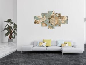 Obraz złotych kwiatów (125x70 cm)