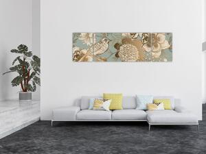 Obraz złotych kwiatów (170x50 cm)
