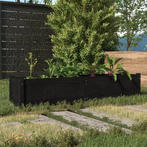 Podwyższona donica ogrodowa, czarna, 150x31x31 cm, sosnowa