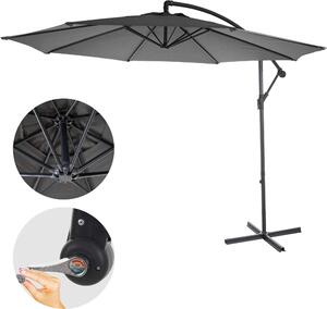 Acerra parasol wspornikowy, parasol przeciwsłoneczny, Ø 3m uchylny, poliester/stal 11kg ~ szary bez stojaka