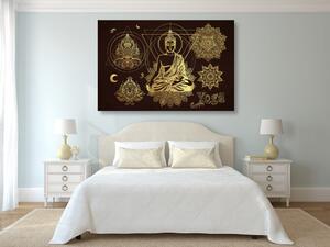 Obraz złoty medytujący Budda