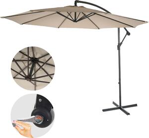 Acerra parasol wspornikowy, parasol przeciwsłoneczny, Ø 3m uchylny, poliester/stal 11kg ~ piaskowo-beżowy bez stojaka