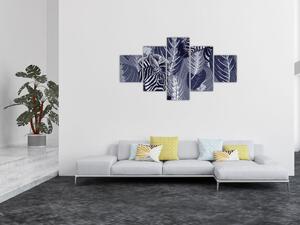 Obraz - Zebry wśród liści (125x70 cm)