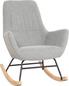 Fotel bujany HWC-N13, fotel bujany fotel rozkładany fotel telewizyjny, lite drewno metal tkanina/tekstylia 320g/m² ~ szaro-zielony