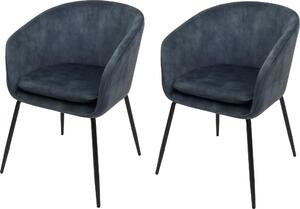 Zestaw 2 krzeseł do jadalni HWC-O28, krzesło kuchenne tapicerowane, tkanina/tkanina (340g/m²) metal ~ niebieski