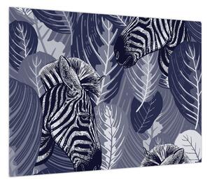 Obraz - Zebry wśród liści (70x50 cm)