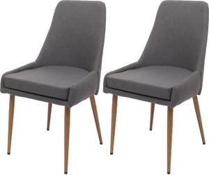 Zestaw 2 krzeseł do jadalni HWC-O27, krzesło kuchenne tapicerowane, tkanina/tkanina (280g/m²) metal ~ ciemnoszary