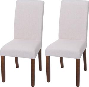 Zestaw 2 krzeseł do jadalni HWC-O65f, krzesło kuchenne, krzesło tapicerowane, tkanina Chesterfield/tekstylia (280 g/m²), białe