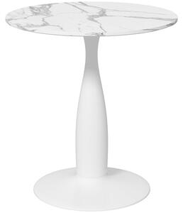 Mały stół kuchenny, okrągły stół jadalny, płyta MDF z melaminą, stal, kolor biały | antypoślizgowe nóżki | dla 2 osób | 70 x 74 cm