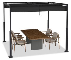 Pergola metalowa 3x3m, czarna, stabilna i wodoszczelna, idealna jako zadaszenie tarasu, pawilon do ogrodu, tarasu lub patio