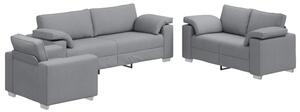 Sofa 3 szt. jasnoszary tkanina lniana