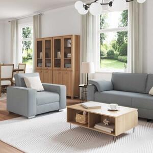 Sofa 3 szt. jasnoszary tkanina lniana