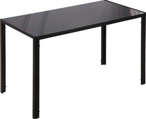 Stół jadalny z szklanym blatem, stół kuchenny z elementami szklanymi i metalowymi, szkło hartowane o grubości 6 mm, kolor czarny | 120 x 60 x 75 cm | maksymalne obciążenie 80 kg | dla 4–6 osób