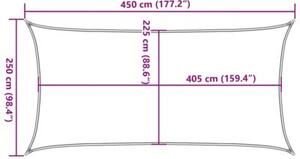 Żagiel przeciwsłoneczny, 160 g/m², jasnoszary, 2,5x4,5 m, hdpe