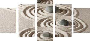 5-częściowy obraz Kamienie Zen w piaszczystych kręgach